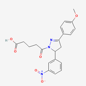 5-[3-(4-methoxyphenyl)-5-(3-nitrophenyl)-4,5-dihydro-1H-pyrazol-1-yl]-5-oxopentanoic acid