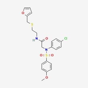 molecular formula C22H23ClN2O5S2 B5132566 N~2~-(4-chlorophenyl)-N~1~-{2-[(2-furylmethyl)thio]ethyl}-N~2~-[(4-methoxyphenyl)sulfonyl]glycinamide 