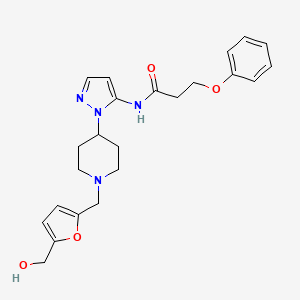 molecular formula C23H28N4O4 B5132631 N-[1-(1-{[5-(hydroxymethyl)-2-furyl]methyl}-4-piperidinyl)-1H-pyrazol-5-yl]-3-phenoxypropanamide 