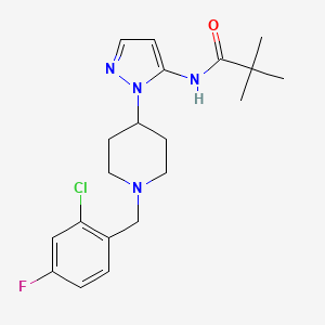 molecular formula C20H26ClFN4O B5132652 N-{1-[1-(2-chloro-4-fluorobenzyl)-4-piperidinyl]-1H-pyrazol-5-yl}-2,2-dimethylpropanamide 