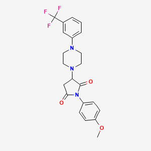 molecular formula C22H22F3N3O3 B5132889 1-(4-methoxyphenyl)-3-{4-[3-(trifluoromethyl)phenyl]-1-piperazinyl}-2,5-pyrrolidinedione 