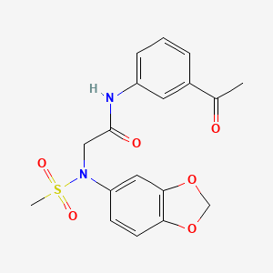 molecular formula C18H18N2O6S B5132903 N~1~-(3-acetylphenyl)-N~2~-1,3-benzodioxol-5-yl-N~2~-(methylsulfonyl)glycinamide 