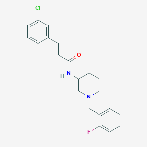 molecular formula C21H24ClFN2O B5132917 3-(3-chlorophenyl)-N-[1-(2-fluorobenzyl)-3-piperidinyl]propanamide 