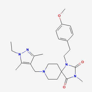 8-[(1-ethyl-3,5-dimethyl-1H-pyrazol-4-yl)methyl]-1-[2-(4-methoxyphenyl)ethyl]-3-methyl-1,3,8-triazaspiro[4.5]decane-2,4-dione