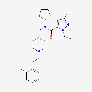 molecular formula C27H40N4O B5132935 N-cyclopentyl-1-ethyl-3-methyl-N-({1-[2-(2-methylphenyl)ethyl]-4-piperidinyl}methyl)-1H-pyrazole-5-carboxamide 