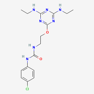 molecular formula C16H22ClN7O2 B5133028 N-(2-{[4,6-bis(ethylamino)-1,3,5-triazin-2-yl]oxy}ethyl)-N'-(4-chlorophenyl)urea 