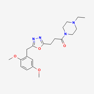 molecular formula C20H28N4O4 B5133043 1-{3-[5-(2,5-dimethoxybenzyl)-1,3,4-oxadiazol-2-yl]propanoyl}-4-ethylpiperazine 