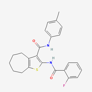 molecular formula C24H23FN2O2S B5133066 2-[(2-fluorobenzoyl)amino]-N-(4-methylphenyl)-5,6,7,8-tetrahydro-4H-cyclohepta[b]thiophene-3-carboxamide 