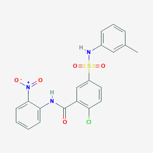 molecular formula C20H16ClN3O5S B5133116 2-chloro-5-{[(3-methylphenyl)amino]sulfonyl}-N-(2-nitrophenyl)benzamide 