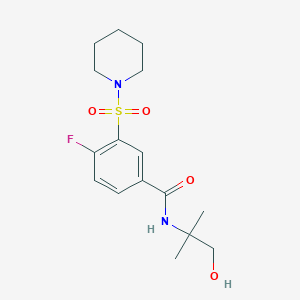 molecular formula C16H23FN2O4S B5133121 4-fluoro-N-(2-hydroxy-1,1-dimethylethyl)-3-(1-piperidinylsulfonyl)benzamide 