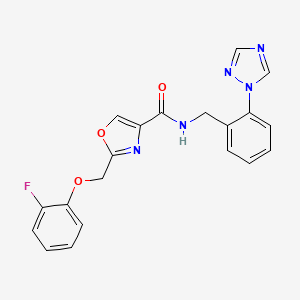 molecular formula C20H16FN5O3 B5133133 2-[(2-fluorophenoxy)methyl]-N-[2-(1H-1,2,4-triazol-1-yl)benzyl]-1,3-oxazole-4-carboxamide 
