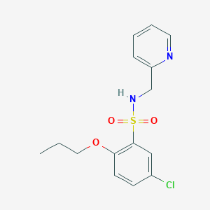 molecular formula C15H17ClN2O3S B513316 5-chloro-2-propoxy-N-(2-pyridinylmethyl)benzenesulfonamide CAS No. 941003-36-7