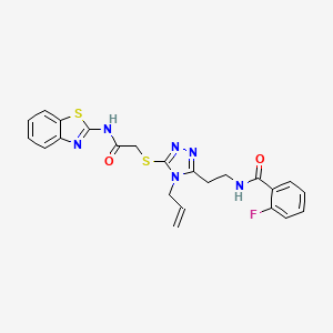 molecular formula C23H21FN6O2S2 B5133201 N-[2-(4-allyl-5-{[2-(1,3-benzothiazol-2-ylamino)-2-oxoethyl]thio}-4H-1,2,4-triazol-3-yl)ethyl]-2-fluorobenzamide 