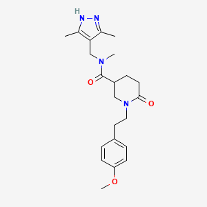 molecular formula C22H30N4O3 B5133224 N-[(3,5-dimethyl-1H-pyrazol-4-yl)methyl]-1-[2-(4-methoxyphenyl)ethyl]-N-methyl-6-oxo-3-piperidinecarboxamide 