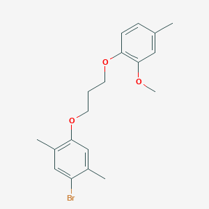 molecular formula C19H23BrO3 B5133249 1-bromo-4-[3-(2-methoxy-4-methylphenoxy)propoxy]-2,5-dimethylbenzene 