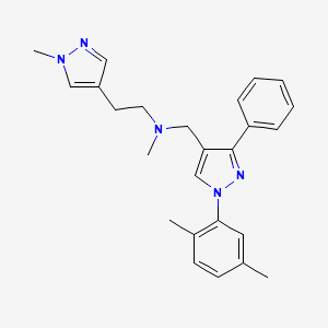 N-{[1-(2,5-dimethylphenyl)-3-phenyl-1H-pyrazol-4-yl]methyl}-N-methyl-2-(1-methyl-1H-pyrazol-4-yl)ethanamine