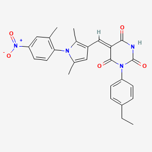 molecular formula C26H24N4O5 B5133321 5-{[2,5-dimethyl-1-(2-methyl-4-nitrophenyl)-1H-pyrrol-3-yl]methylene}-1-(4-ethylphenyl)-2,4,6(1H,3H,5H)-pyrimidinetrione 