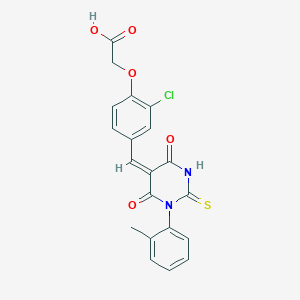 (2-chloro-4-{[1-(2-methylphenyl)-4,6-dioxo-2-thioxotetrahydro-5(2H)-pyrimidinylidene]methyl}phenoxy)acetic acid
