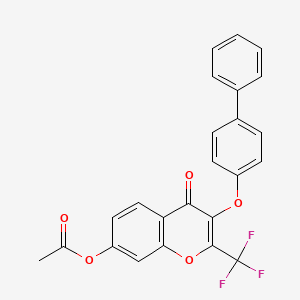 molecular formula C24H15F3O5 B5133391 3-(4-biphenylyloxy)-4-oxo-2-(trifluoromethyl)-4H-chromen-7-yl acetate 