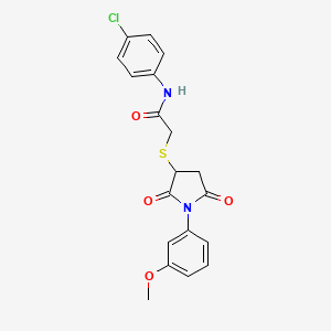 molecular formula C19H17ClN2O4S B5133408 N-(4-chlorophenyl)-2-{[1-(3-methoxyphenyl)-2,5-dioxo-3-pyrrolidinyl]thio}acetamide 