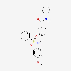 molecular formula C26H28N2O4S B5133423 N-cyclopentyl-4-{[(4-methoxyphenyl)(phenylsulfonyl)amino]methyl}benzamide 