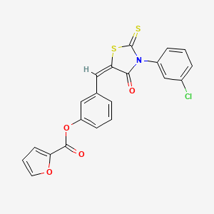molecular formula C21H12ClNO4S2 B5133481 3-{[3-(3-chlorophenyl)-4-oxo-2-thioxo-1,3-thiazolidin-5-ylidene]methyl}phenyl 2-furoate 