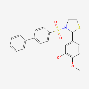 molecular formula C23H23NO4S2 B5133542 3-(4-biphenylylsulfonyl)-2-(3,4-dimethoxyphenyl)-1,3-thiazolidine 