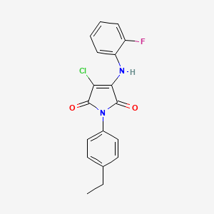 molecular formula C18H14ClFN2O2 B5133543 3-chloro-1-(4-ethylphenyl)-4-[(2-fluorophenyl)amino]-1H-pyrrole-2,5-dione 