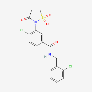 molecular formula C17H14Cl2N2O4S B5133584 4-chloro-N-(2-chlorobenzyl)-3-(1,1-dioxido-3-oxo-2-isothiazolidinyl)benzamide 