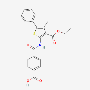 molecular formula C22H19NO5S B5133603 4-({[3-(ethoxycarbonyl)-4-methyl-5-phenyl-2-thienyl]amino}carbonyl)benzoic acid 