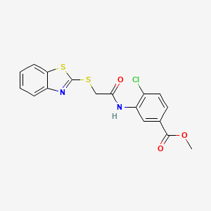 molecular formula C17H13ClN2O3S2 B5133617 methyl 3-{[(1,3-benzothiazol-2-ylthio)acetyl]amino}-4-chlorobenzoate 