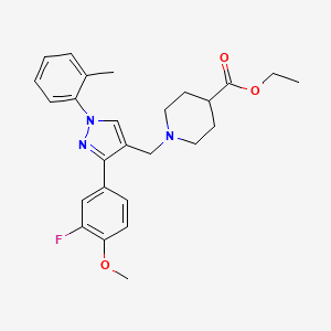 molecular formula C26H30FN3O3 B5133653 ethyl 1-{[3-(3-fluoro-4-methoxyphenyl)-1-(2-methylphenyl)-1H-pyrazol-4-yl]methyl}-4-piperidinecarboxylate 