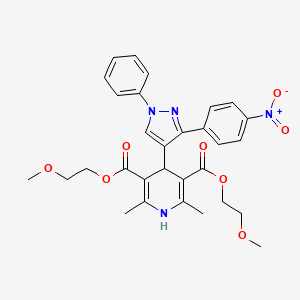 molecular formula C30H32N4O8 B5133665 bis(2-methoxyethyl) 2,6-dimethyl-4-[3-(4-nitrophenyl)-1-phenyl-1H-pyrazol-4-yl]-1,4-dihydro-3,5-pyridinedicarboxylate CAS No. 360789-86-2