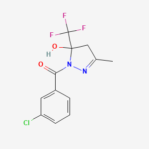 molecular formula C12H10ClF3N2O2 B5133685 1-(3-chlorobenzoyl)-3-methyl-5-(trifluoromethyl)-4,5-dihydro-1H-pyrazol-5-ol 