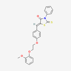 molecular formula C25H21NO4S2 B5133738 5-{4-[2-(2-methoxyphenoxy)ethoxy]benzylidene}-3-phenyl-2-thioxo-1,3-thiazolidin-4-one 