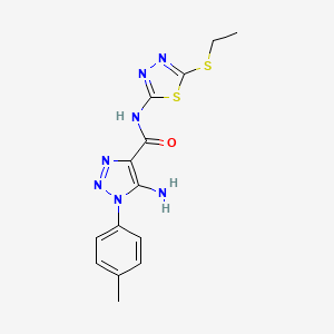 molecular formula C14H15N7OS2 B5133776 5-amino-N-[5-(ethylthio)-1,3,4-thiadiazol-2-yl]-1-(4-methylphenyl)-1H-1,2,3-triazole-4-carboxamide 