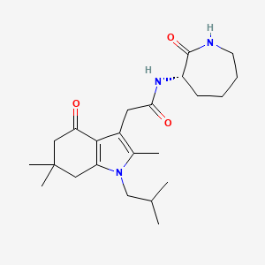2-(1-isobutyl-2,6,6-trimethyl-4-oxo-4,5,6,7-tetrahydro-1H-indol-3-yl)-N-[(3S)-2-oxo-3-azepanyl]acetamide