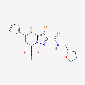 molecular formula C17H18BrF3N4O2S B5133940 3-bromo-N-(tetrahydro-2-furanylmethyl)-5-(2-thienyl)-7-(trifluoromethyl)-4,5,6,7-tetrahydropyrazolo[1,5-a]pyrimidine-2-carboxamide 