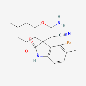 2-amino-4'-bromo-5',7-dimethyl-2',5-dioxo-1',2',5,6,7,8-hexahydrospiro[chromene-4,3'-indole]-3-carbonitrile