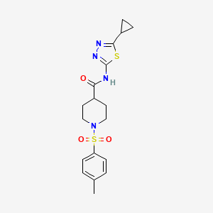 molecular formula C18H22N4O3S2 B5134021 N-(5-cyclopropyl-1,3,4-thiadiazol-2-yl)-1-[(4-methylphenyl)sulfonyl]-4-piperidinecarboxamide 