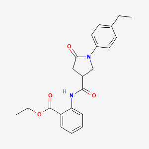molecular formula C22H24N2O4 B5134208 ethyl 2-({[1-(4-ethylphenyl)-5-oxo-3-pyrrolidinyl]carbonyl}amino)benzoate 