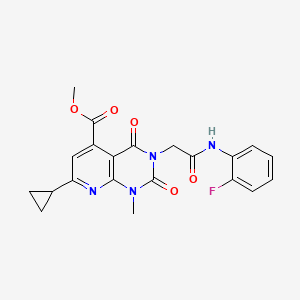 molecular formula C21H19FN4O5 B5134279 methyl 7-cyclopropyl-3-{2-[(2-fluorophenyl)amino]-2-oxoethyl}-1-methyl-2,4-dioxo-1,2,3,4-tetrahydropyrido[2,3-d]pyrimidine-5-carboxylate 