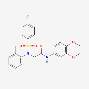 molecular formula C23H21ClN2O5S B5134315 N~2~-[(4-chlorophenyl)sulfonyl]-N~1~-(2,3-dihydro-1,4-benzodioxin-6-yl)-N~2~-(2-methylphenyl)glycinamide 