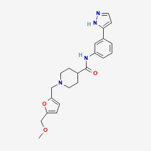 molecular formula C22H26N4O3 B5134334 1-{[5-(methoxymethyl)-2-furyl]methyl}-N-[3-(1H-pyrazol-5-yl)phenyl]-4-piperidinecarboxamide 