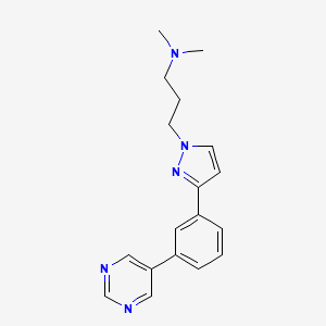 molecular formula C18H21N5 B5134336 N,N-dimethyl-3-{3-[3-(5-pyrimidinyl)phenyl]-1H-pyrazol-1-yl}-1-propanamine 