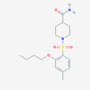 molecular formula C17H26N2O4S B513434 1-(2-Butoxy-4-methylbenzenesulfonyl)piperidine-4-carboxamide CAS No. 940987-59-7