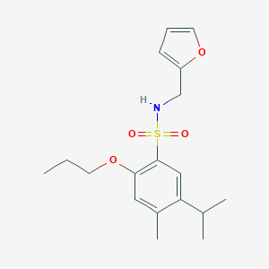 molecular formula C18H25NO4S B513442 N-(2-furylmethyl)-5-isopropyl-4-methyl-2-propoxybenzenesulfonamide CAS No. 941262-41-5