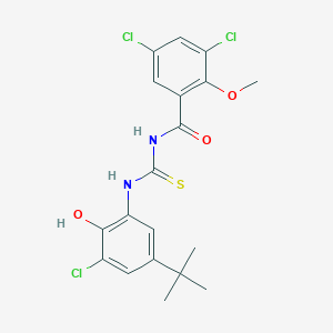 molecular formula C19H19Cl3N2O3S B5134492 N-{[(5-tert-butyl-3-chloro-2-hydroxyphenyl)amino]carbonothioyl}-3,5-dichloro-2-methoxybenzamide 