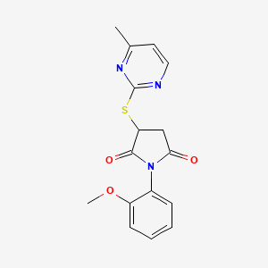 molecular formula C16H15N3O3S B5134509 1-(2-methoxyphenyl)-3-[(4-methyl-2-pyrimidinyl)thio]-2,5-pyrrolidinedione 