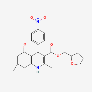 molecular formula C24H28N2O6 B5134529 tetrahydro-2-furanylmethyl 2,7,7-trimethyl-4-(4-nitrophenyl)-5-oxo-1,4,5,6,7,8-hexahydro-3-quinolinecarboxylate 